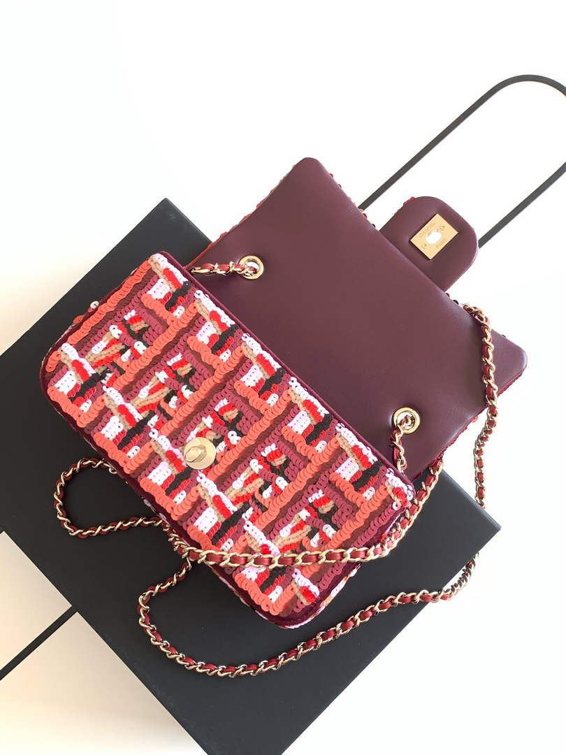 Chanel Flap bag, Sequins, AS4561 Red