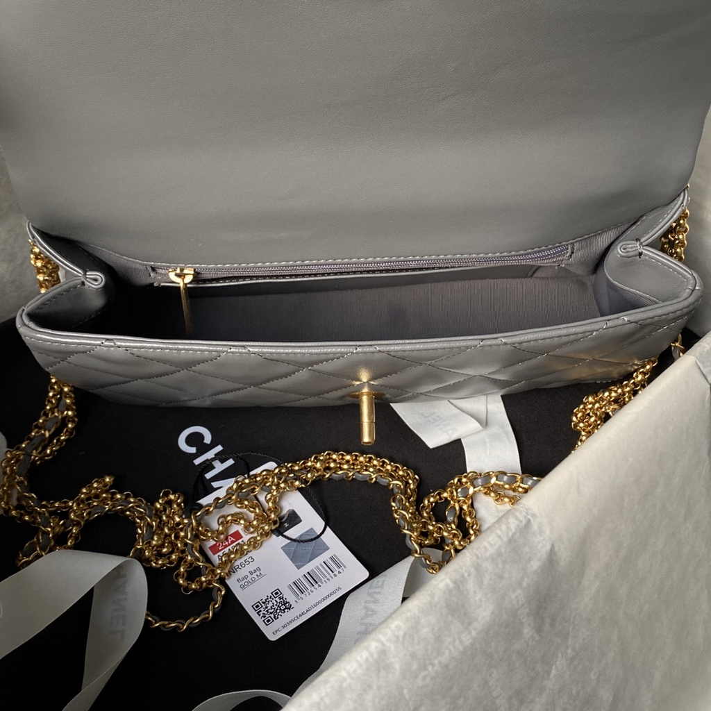 Chanel Classic Flap Bag AS4971 Gray Calfskin