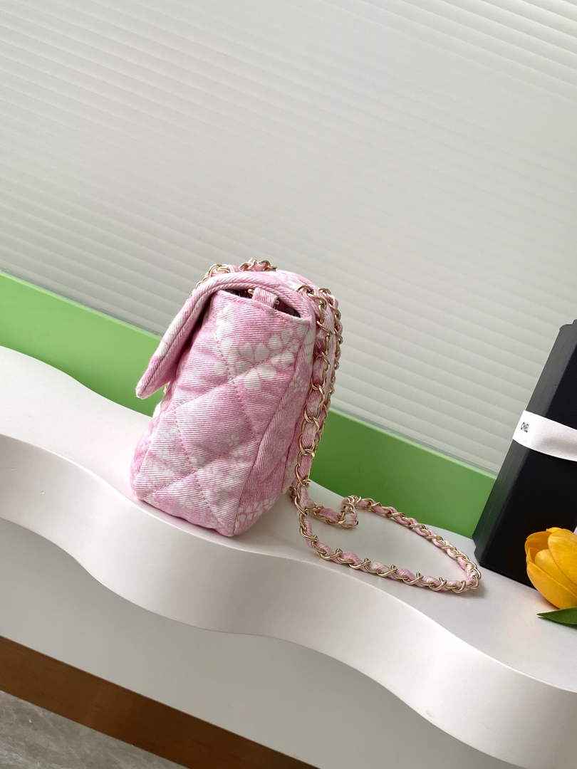 Chanel Denim Flap Bag with Gold-Tone Hardware, Light Pink & White AS5454 - Default Title - View 2