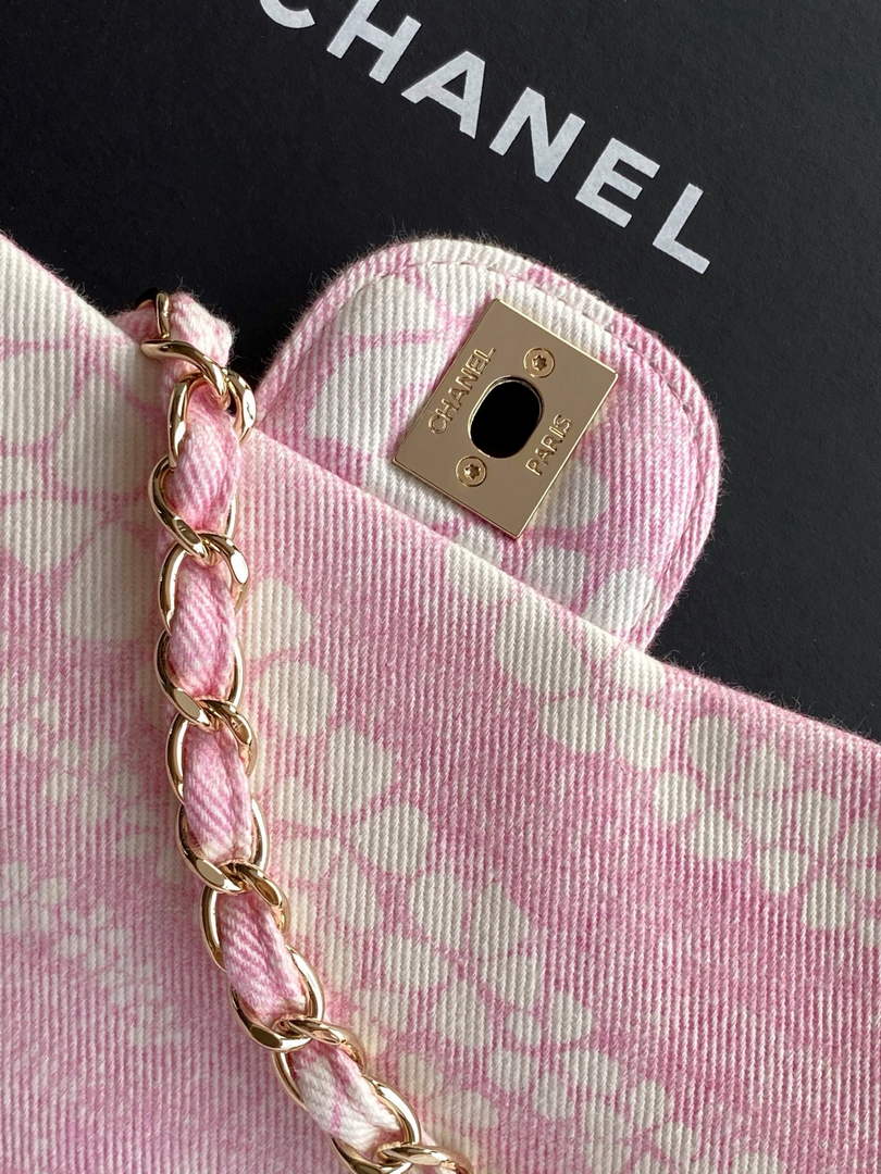 Chanel Denim Flap Bag with Gold-Tone Hardware, Light Pink & White AS5454 - Default Title - View 6