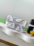 Chanel Denim Flap Bag with Gold-Tone Hardware, White & Blue AS5454 - Default Title - View 1