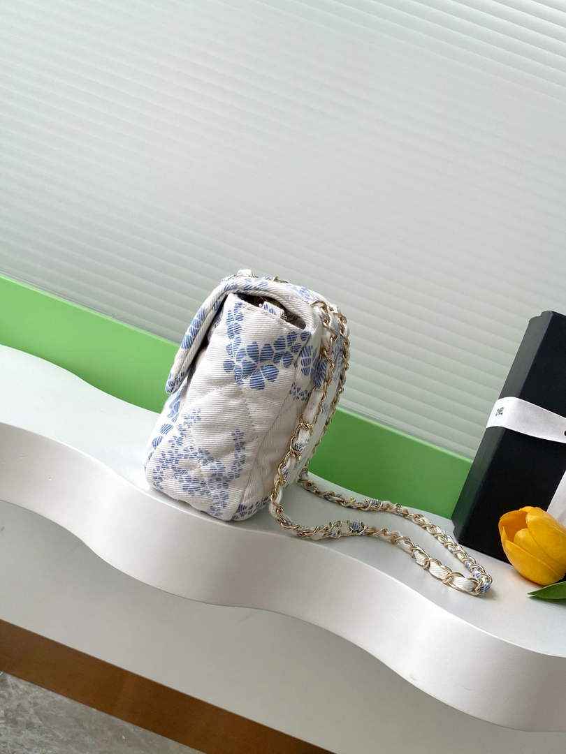 Chanel Denim Flap Bag with Gold-Tone Hardware, White & Blue AS5454 - Default Title - View 2