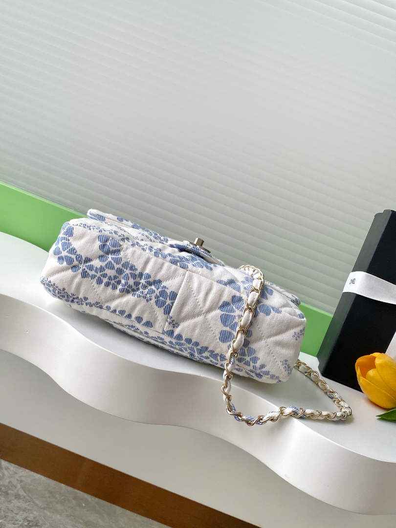 Chanel Denim Flap Bag with Gold-Tone Hardware, White & Blue AS5454 - Default Title - View 4