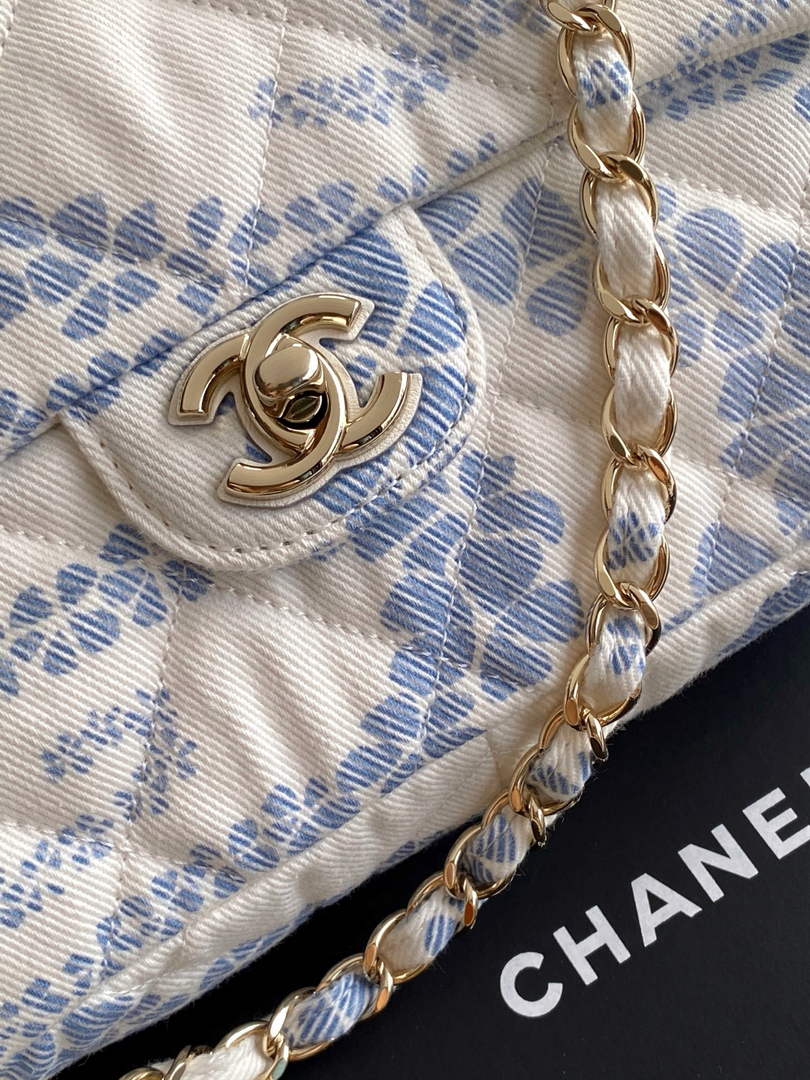 Chanel Denim Flap Bag with Gold-Tone Hardware, White & Blue AS5454 - Default Title - View 5