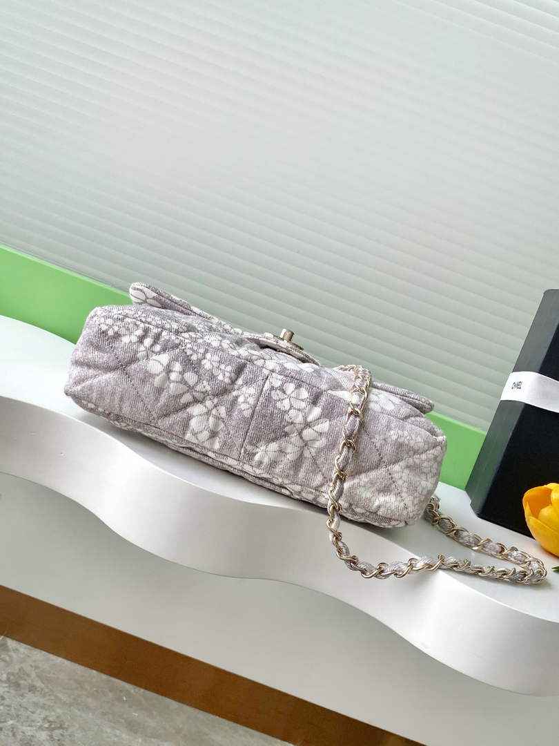 Chanel Denim Flap Bag with Gold-Tone Hardware, Grey & White AS5454 - Default Title - View 4
