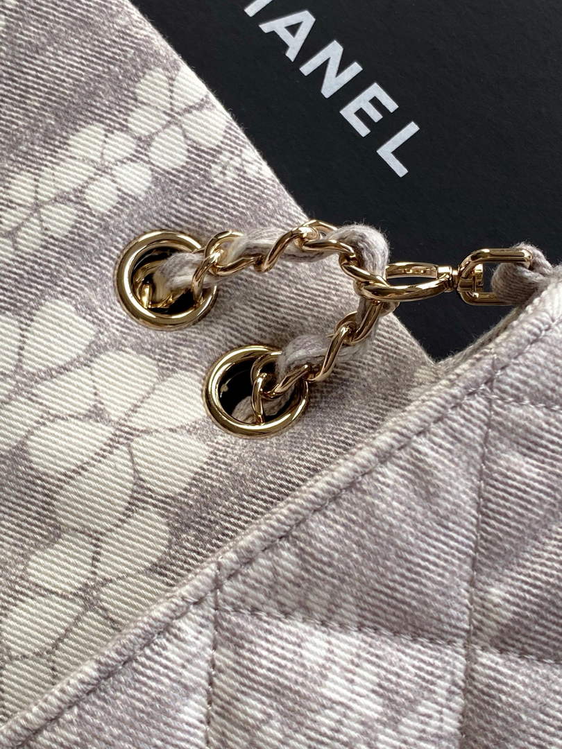 Chanel Denim Flap Bag with Gold-Tone Hardware, Grey & White AS5454 - Default Title - View 7
