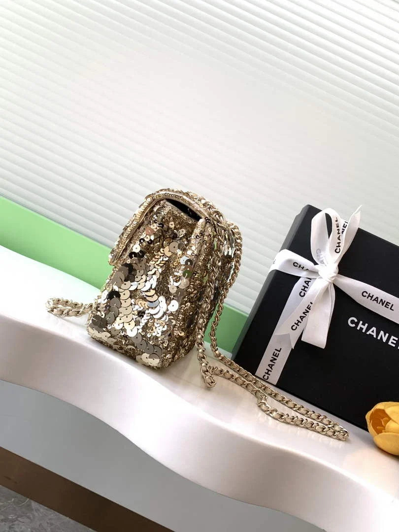 Chanel Shoulder bag, Fringed sequins,  AS4561