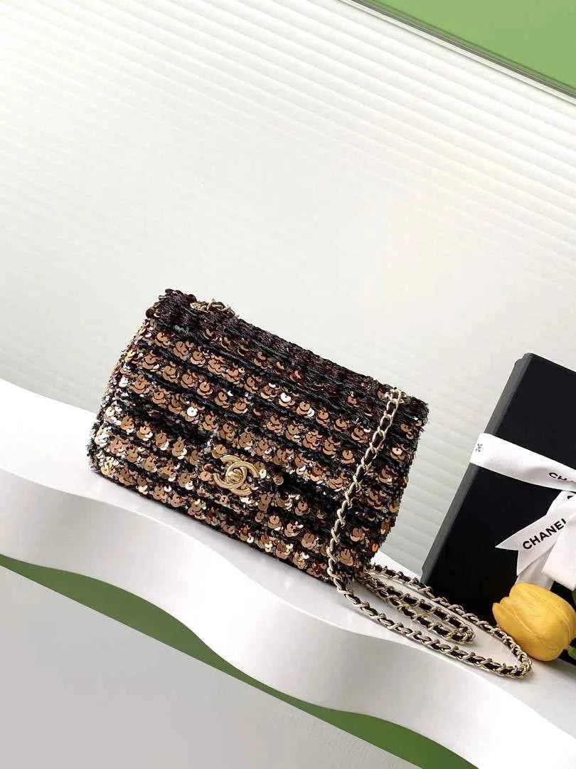 Chanel Shoulder bag, AS4561, Sequins Black Gold