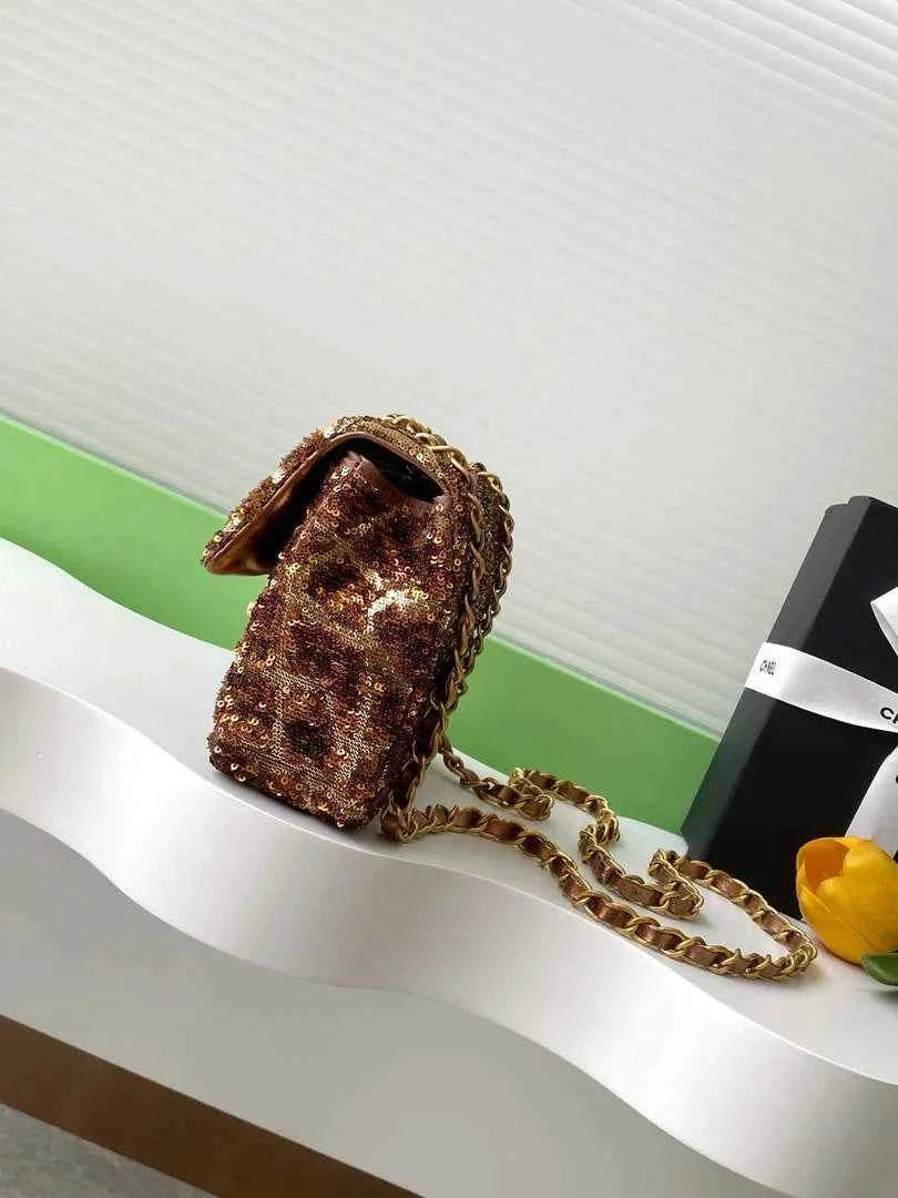 Chanel Flap bag, Brown Fringed sequins,  AS4561