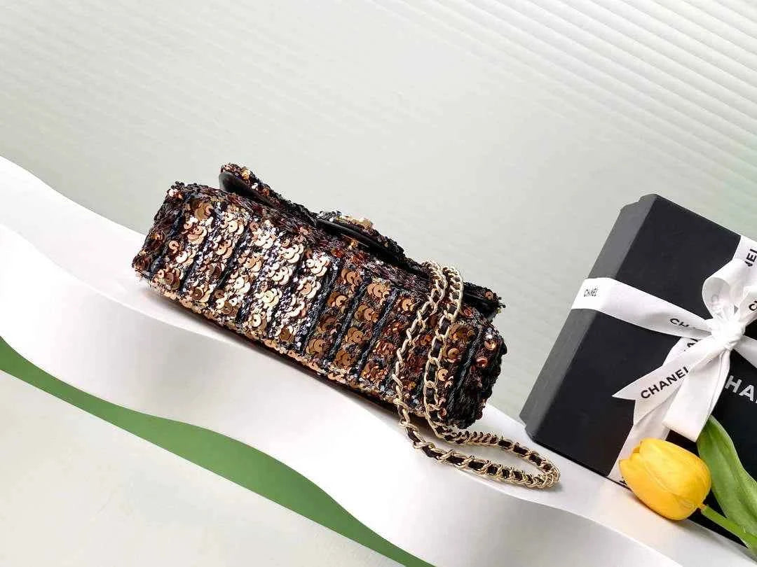 Chanel Shoulder bag, AS4561, Sequins Black Gold