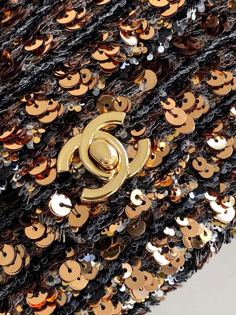 Chanel Shoulder bag, AS4561, Sequins Black Gold
