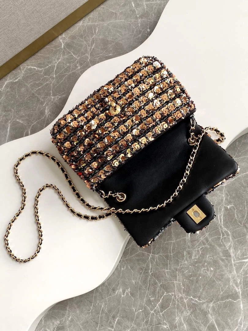 Chanel Shoulder bag, AS4561, Sequins Black Gold