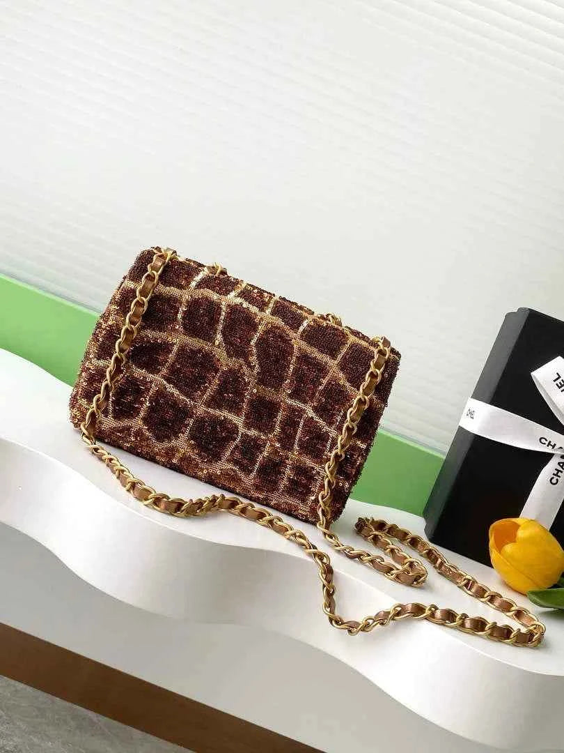 Chanel Flap bag, Brown Fringed sequins,  AS4561