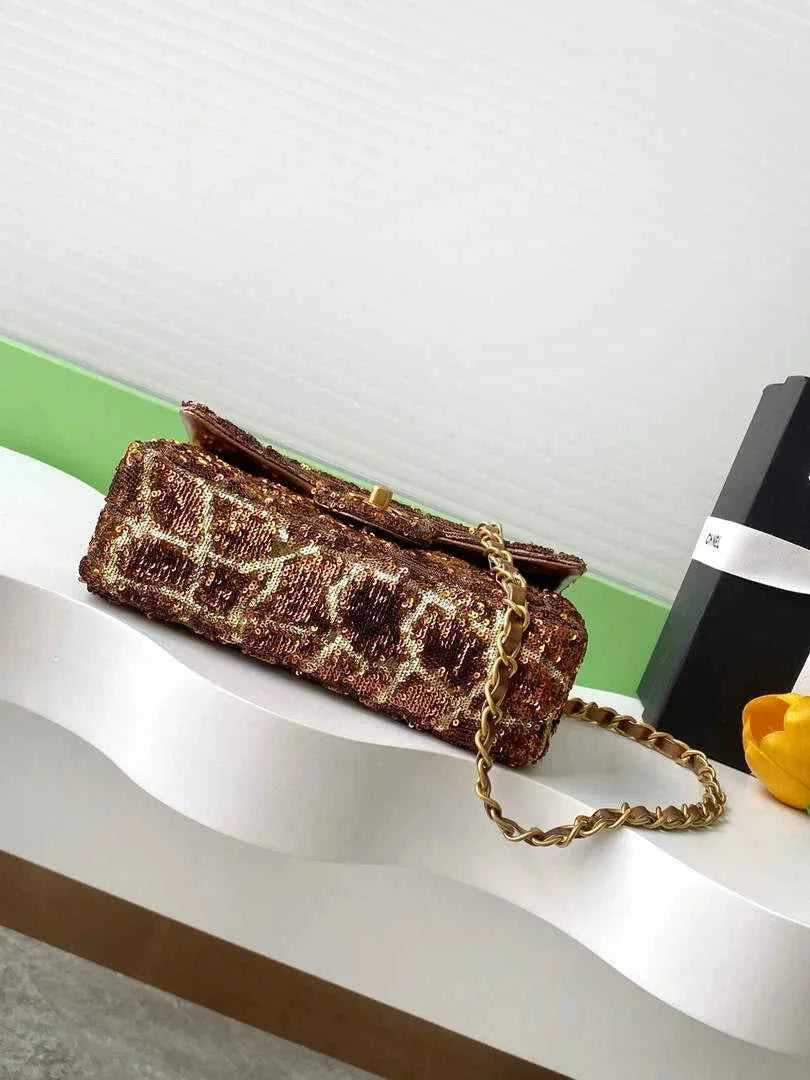 Chanel Flap bag, Brown Fringed sequins,  AS4561