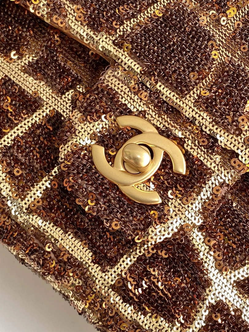 Chanel Flap bag, Brown Fringed sequins,  AS4561