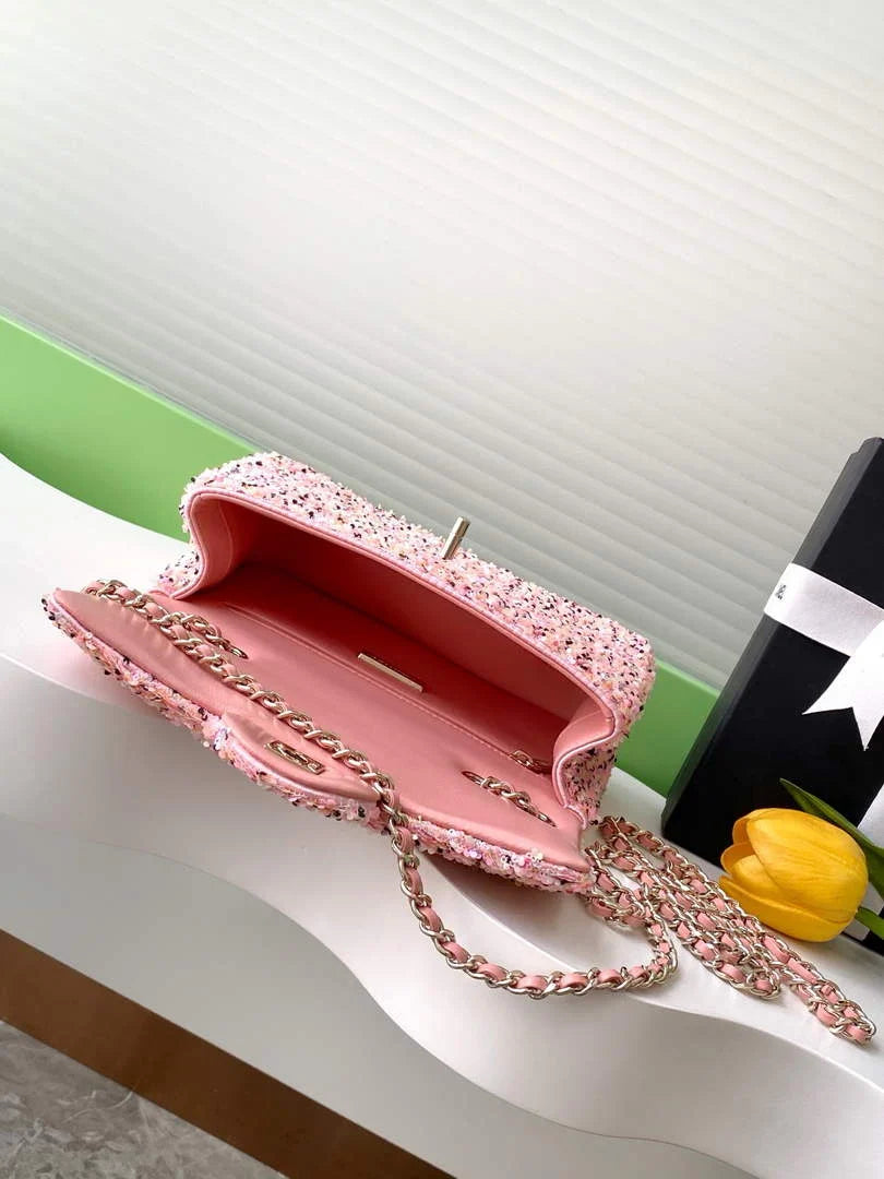 Chanel Shoulder bag, AS4561, Quilted Sequins Pink