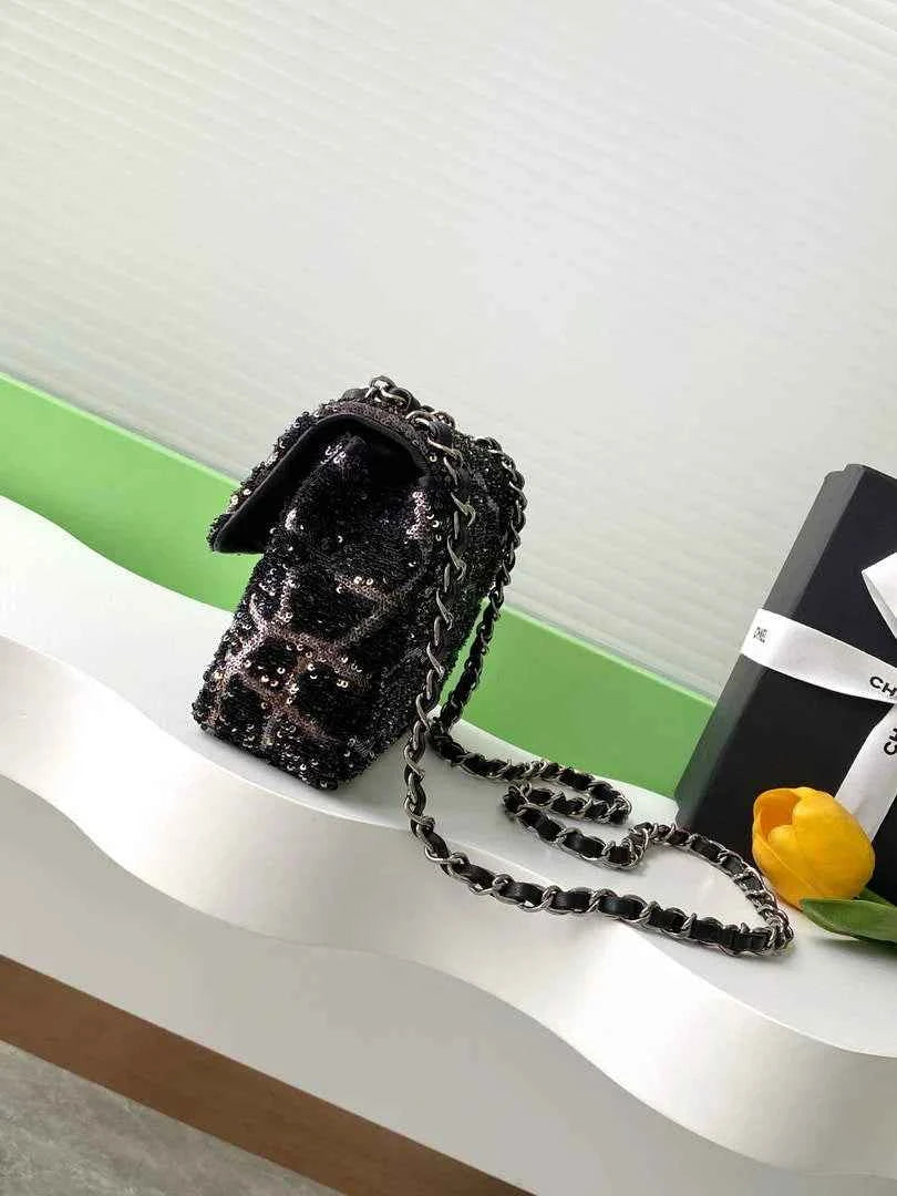 Chanel Flap bag, Black Fringed sequins,  AS4561