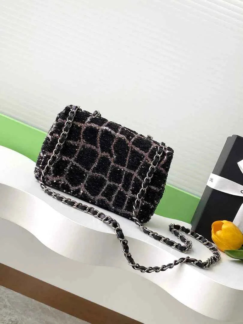 Chanel Flap bag, Black Fringed sequins,  AS4561
