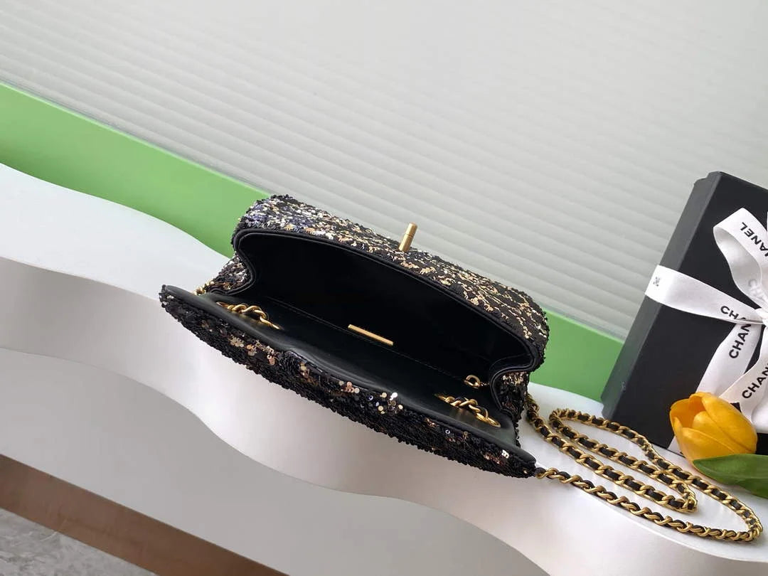 Chanel Flap Shoulder bag, AS4561 Sequins Black