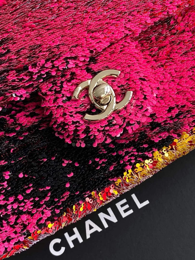 Chanel Flap bag, Fringed sequins,  AS4561 Red