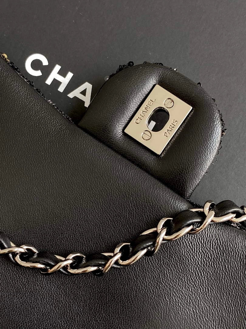 Chanel Flap bag, Black Fringed sequins,  AS4561