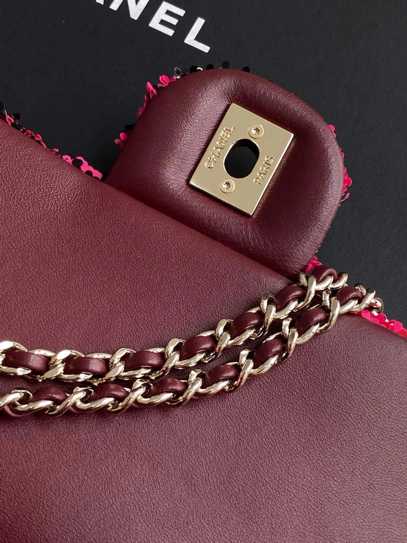 Chanel Flap bag, Fringed sequins,  AS4561 Red