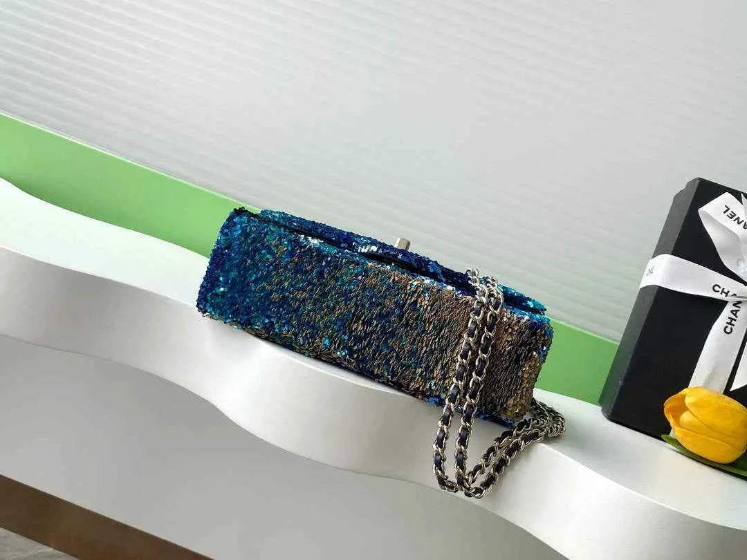 Chanel Flap bag, Fringed sequins,  AS4561 Blue