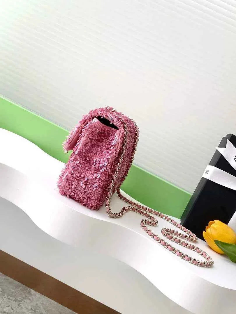 Chanel Flap bag, Fringed sequins,  AS4561 Plum