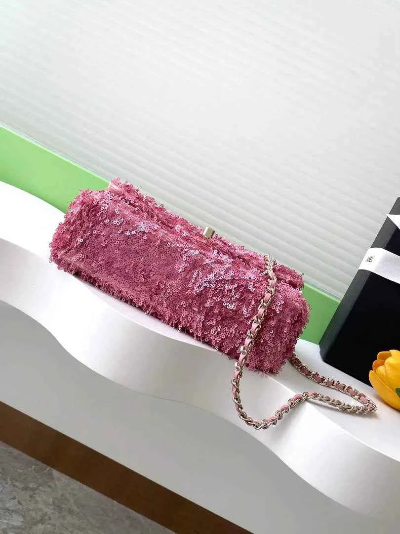 Chanel Flap bag, Fringed sequins,  AS4561 Plum