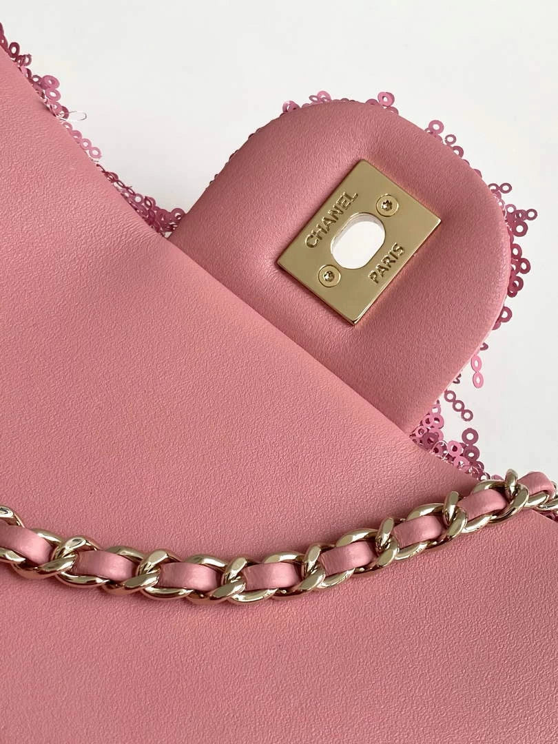 Chanel Flap bag, Fringed sequins,  AS4561 Plum