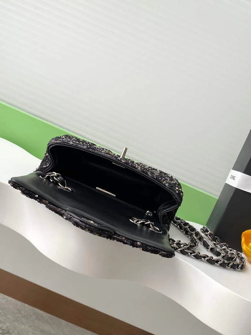 Chanel Flap bag, Black Fringed sequins,  AS4561