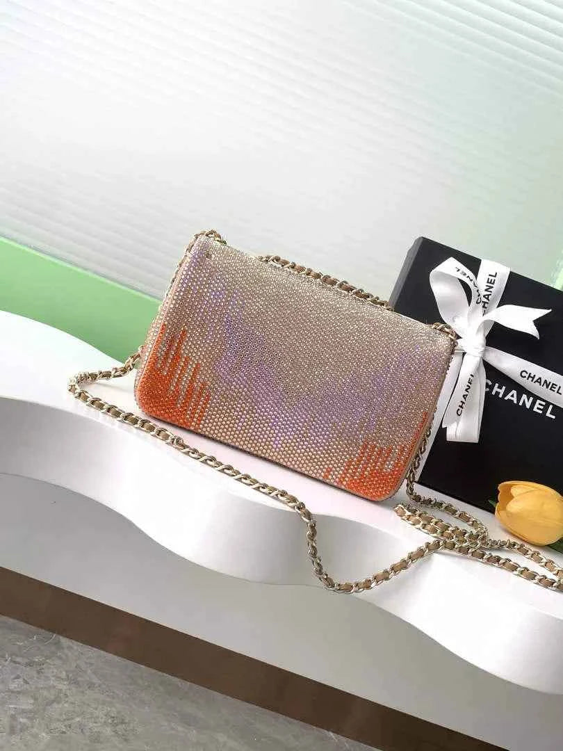 Chanel Shoulder bag, Beige Fringed sequins,  AS4561