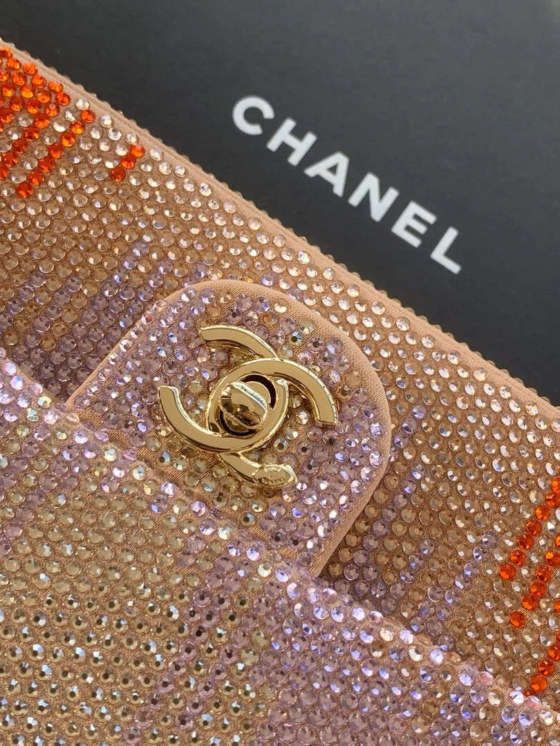 Chanel Shoulder bag, Beige Fringed sequins,  AS4561