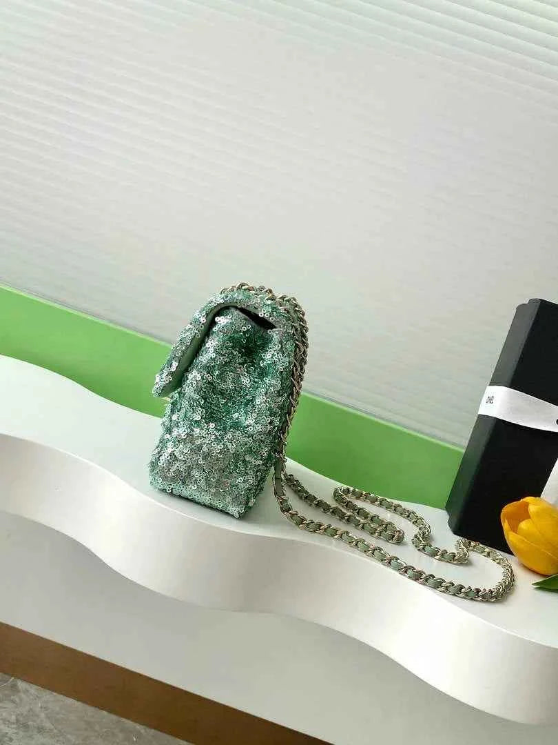 Chanel Flap bag, Fringed sequins,  AS4561 Green