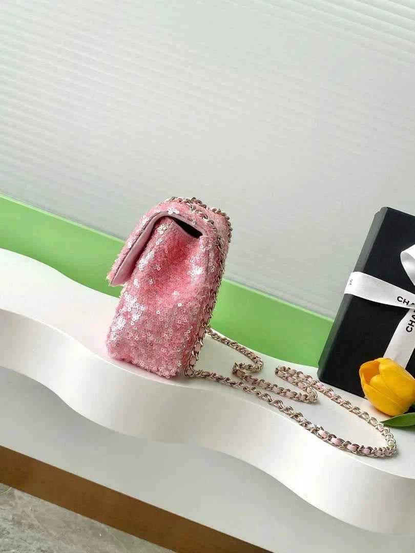 Chanel Flap bag, Fringed sequins,  AS4561 Pink
