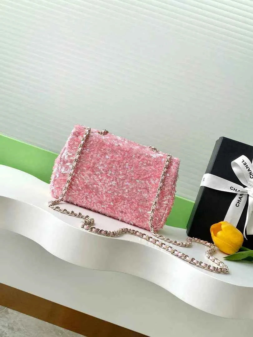 Chanel Flap bag, Fringed sequins,  AS4561 Pink