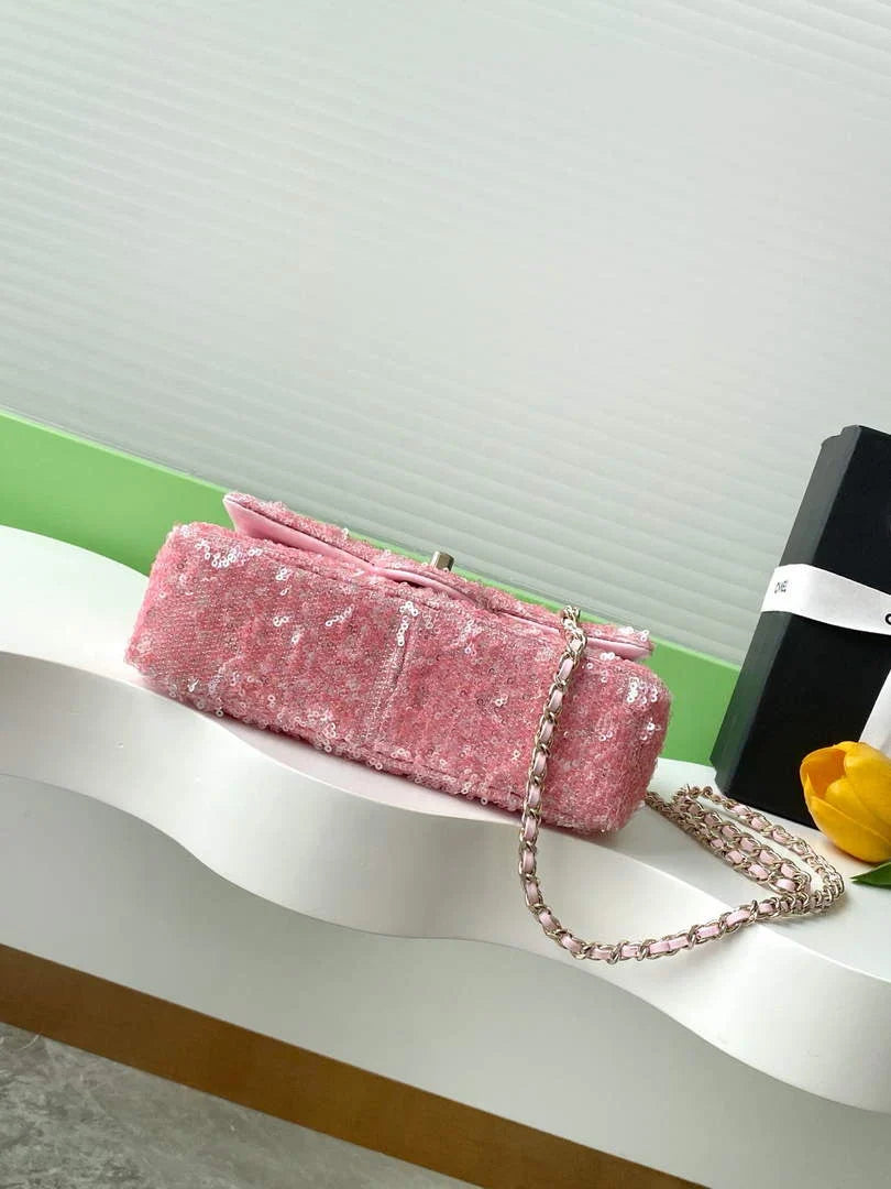 Chanel Flap bag, Fringed sequins,  AS4561 Pink