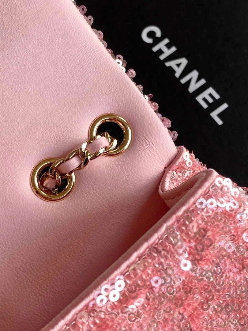 Chanel Flap bag, Fringed sequins,  AS4561 Pink