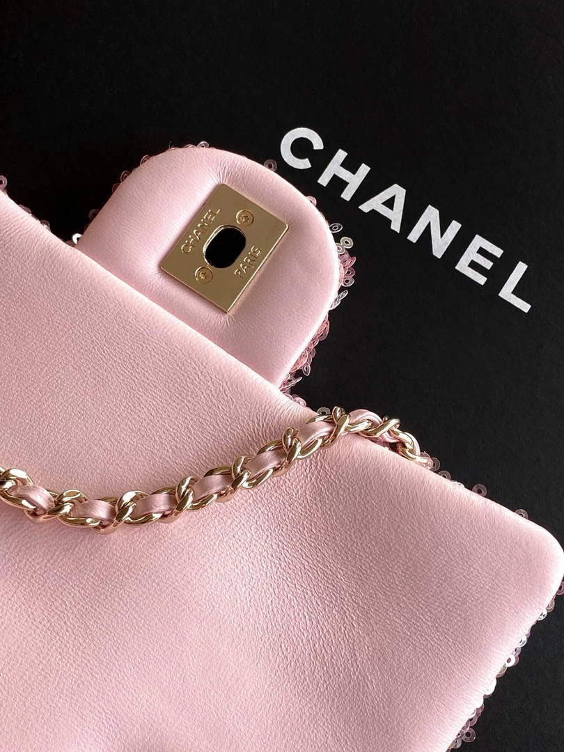 Chanel Flap bag, Fringed sequins,  AS4561 Pink