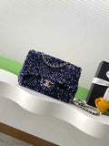 Chanel Flap bag, Fringed sequins,  AS4561 Navy Blue