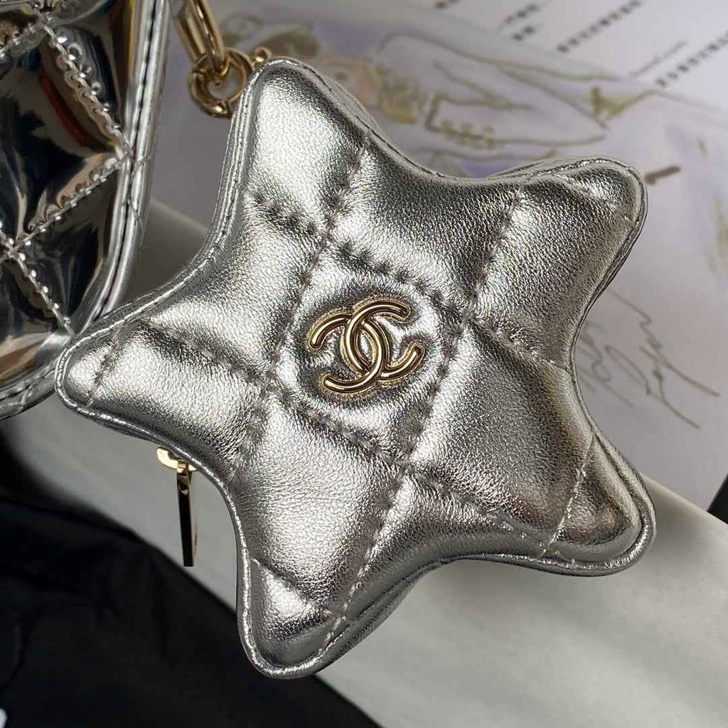 Chanel Flap bag star coin purse AS4648 Mirror calfskin Silver