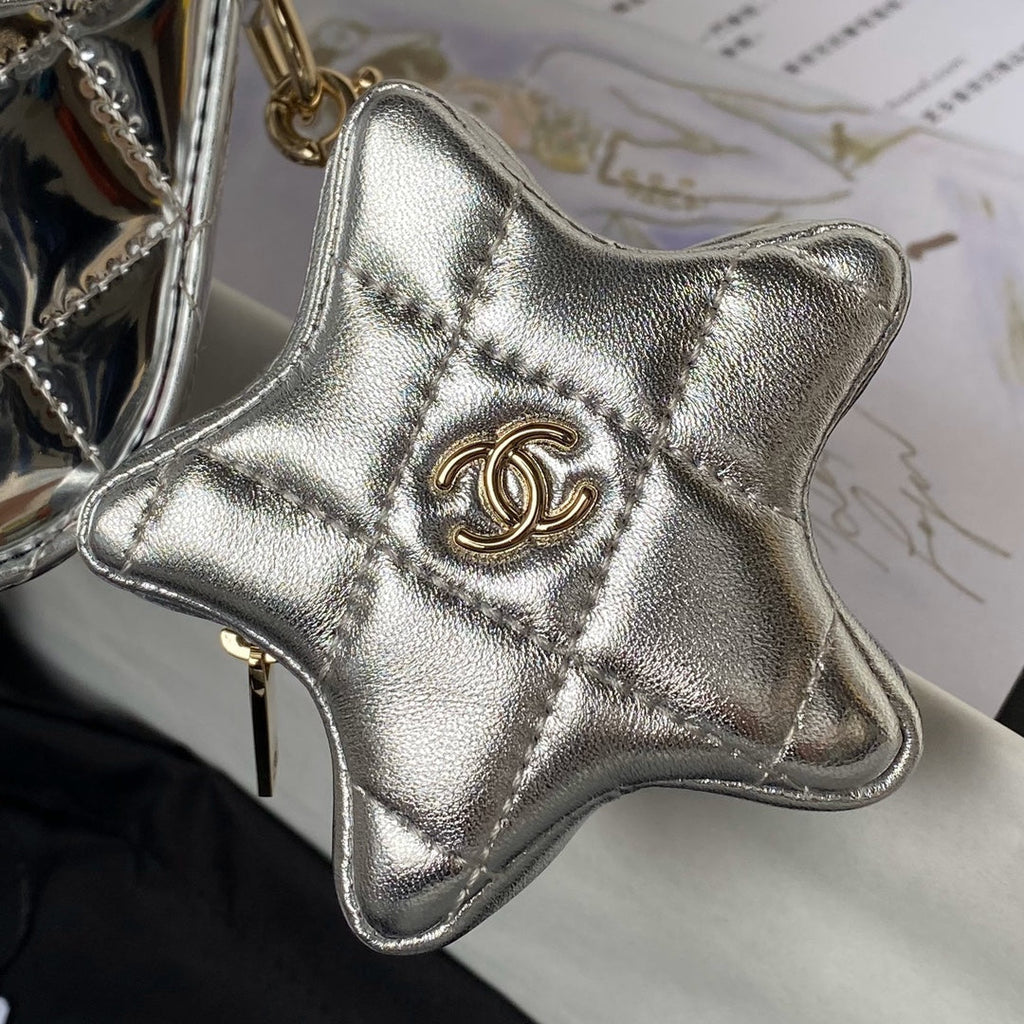 Chanel Flap bag star coin purse AS4648 Mirror calfskin Silver