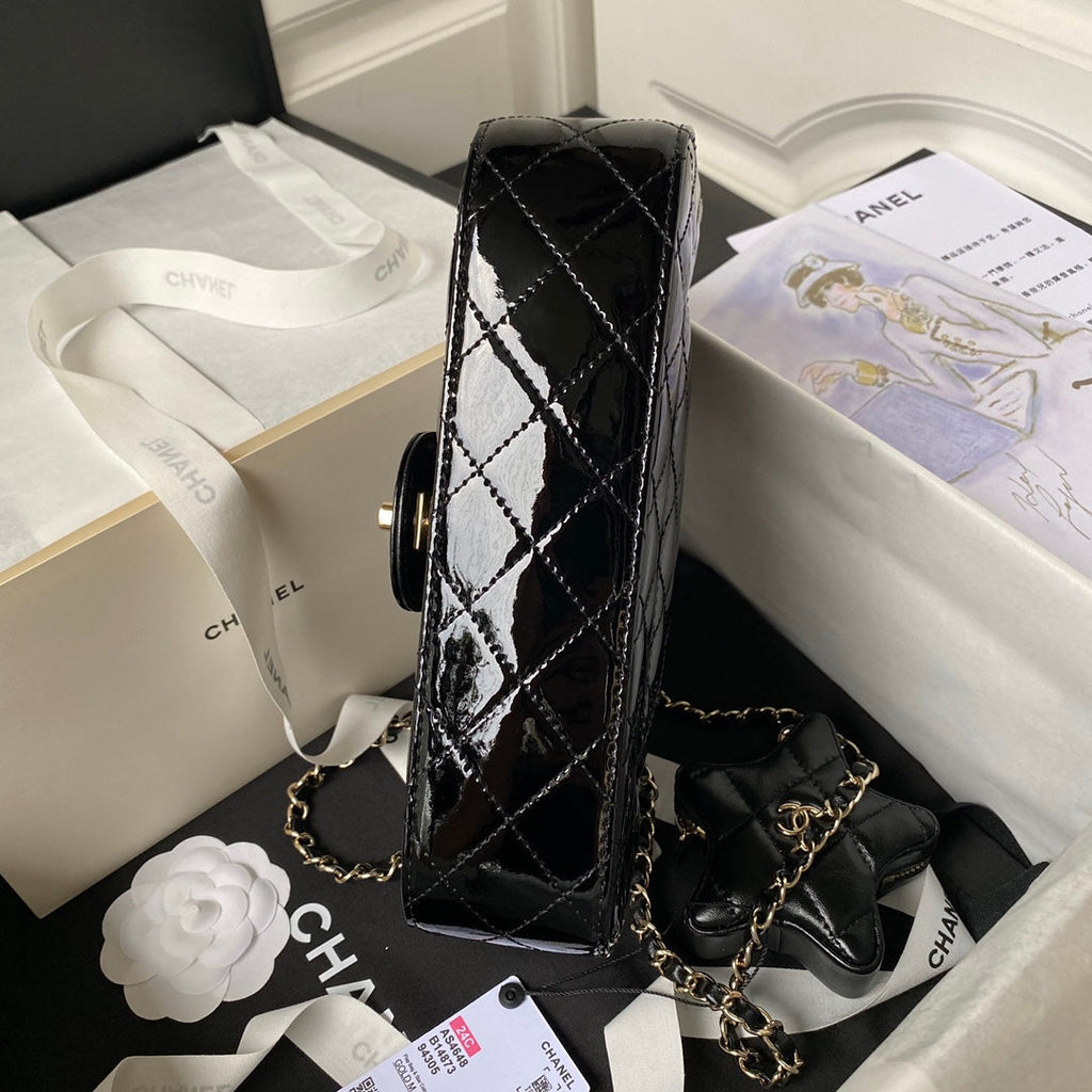 Chanel Flap bag star coin purse AS4648 Mirror calfskin Black