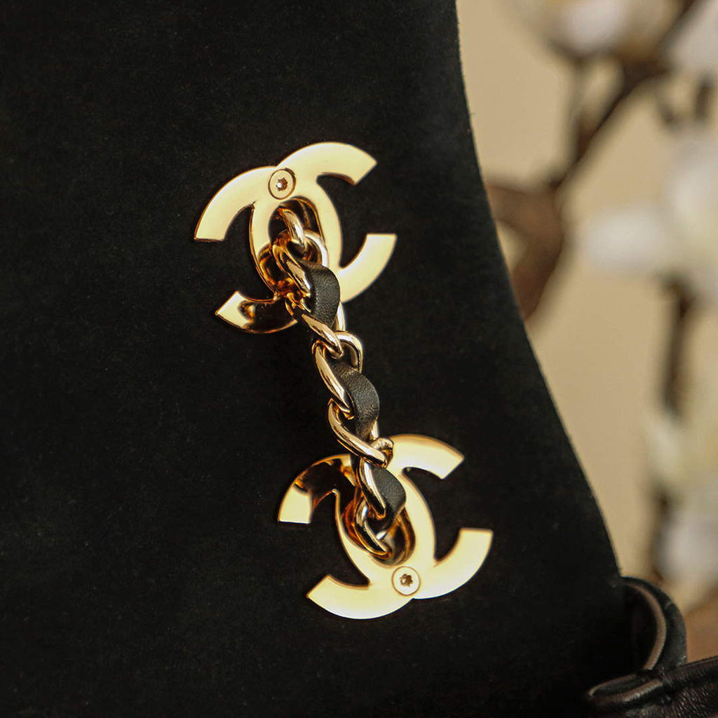 Chanel Flap bag, Suede Calfskin & Gold Metal, AS6417 Black
