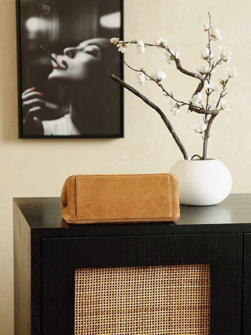 Chanel Flap bag, Suede Calfskin & Gold Metal, AS6417 Brown