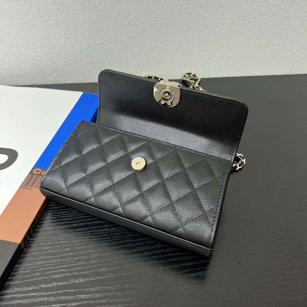 CHANEL Black Mini Flap Bag with Handle - AP3238