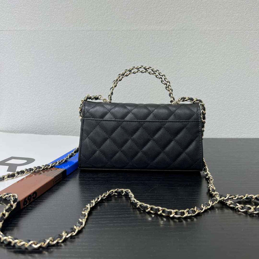 CHANEL Black Mini Flap Bag with Handle - AP3238