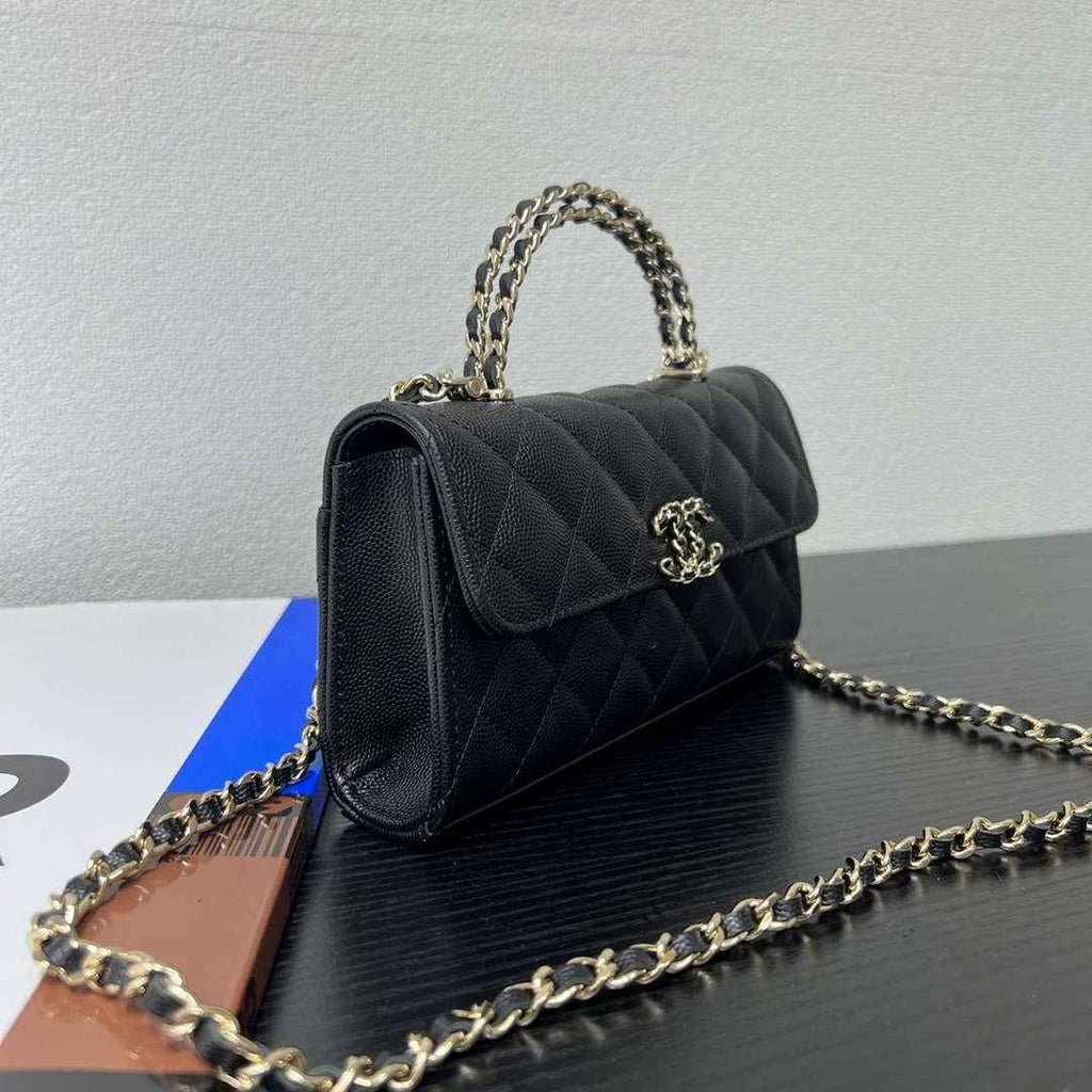 CHANEL Black Mini Flap Bag with Handle - AP3238