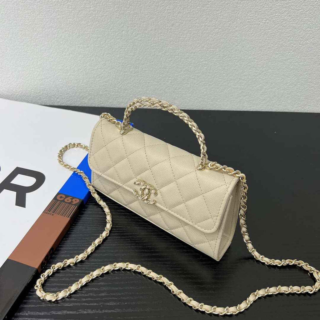 CHANEL Apricot Mini Flap Bag with Handle - AP3238