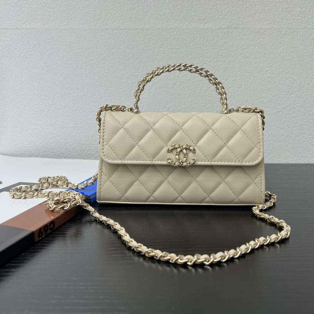 CHANEL Apricot Mini Flap Bag with Handle - AP3238